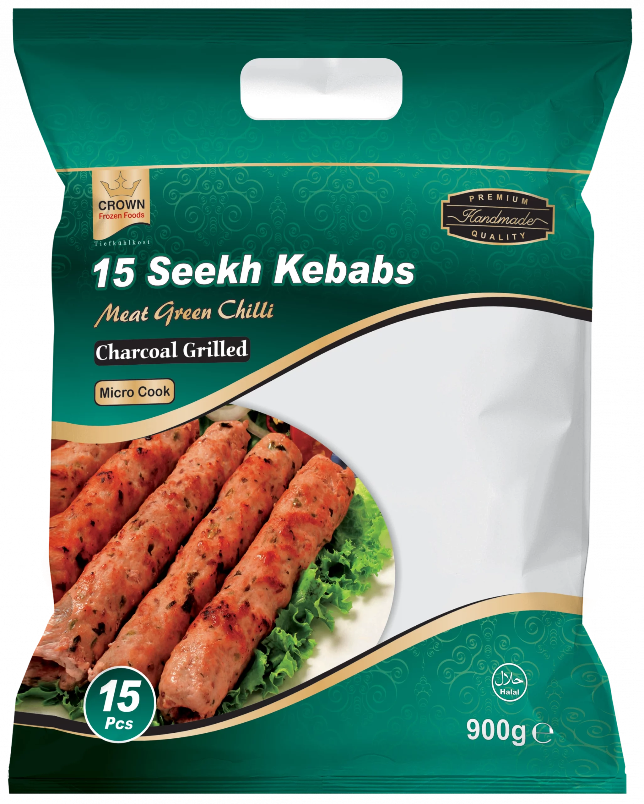 CROWN FROZ. KEBAB Meat GREEN CHILLI (15 pc) 900g
