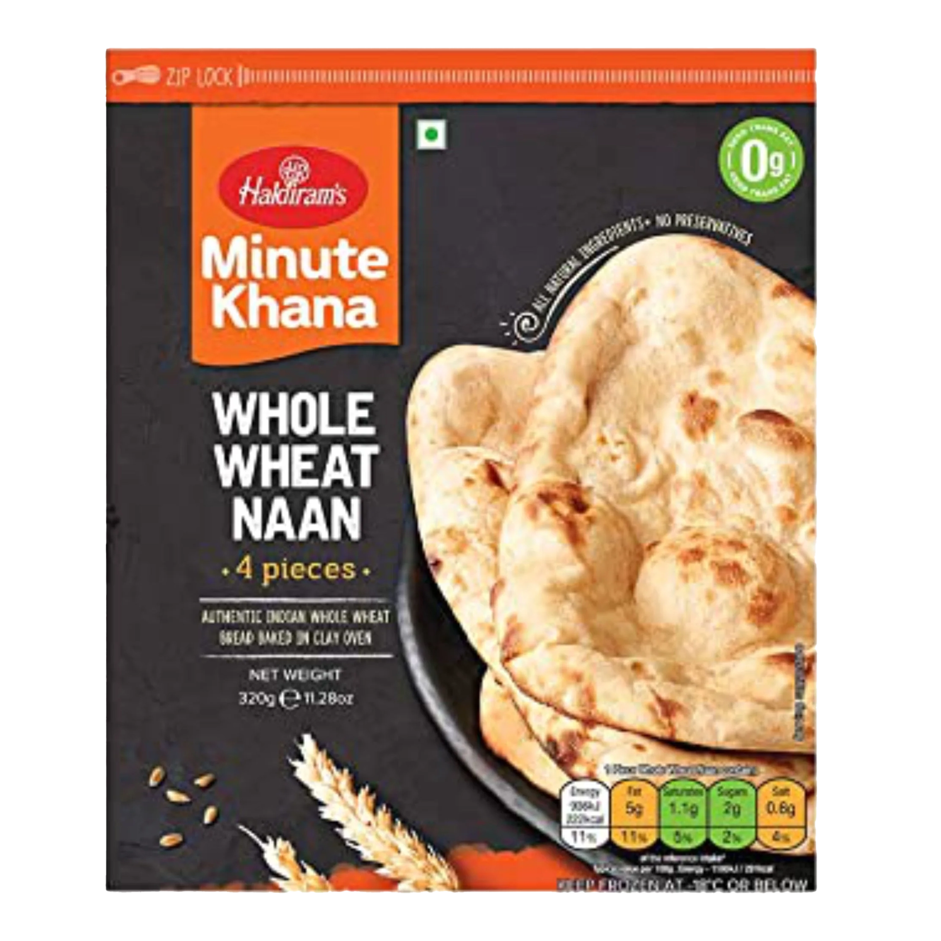 HALDIRAM FROZ. WHOLE WHEAT NAAN 320g