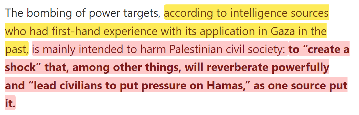 Reason for bombing private residences was to harm Palestinian civil society 