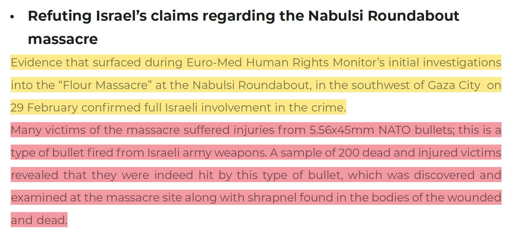 29 Feb 2024: Refuting Israel's Claims regarding the Nabulsi Roundabout massacre.