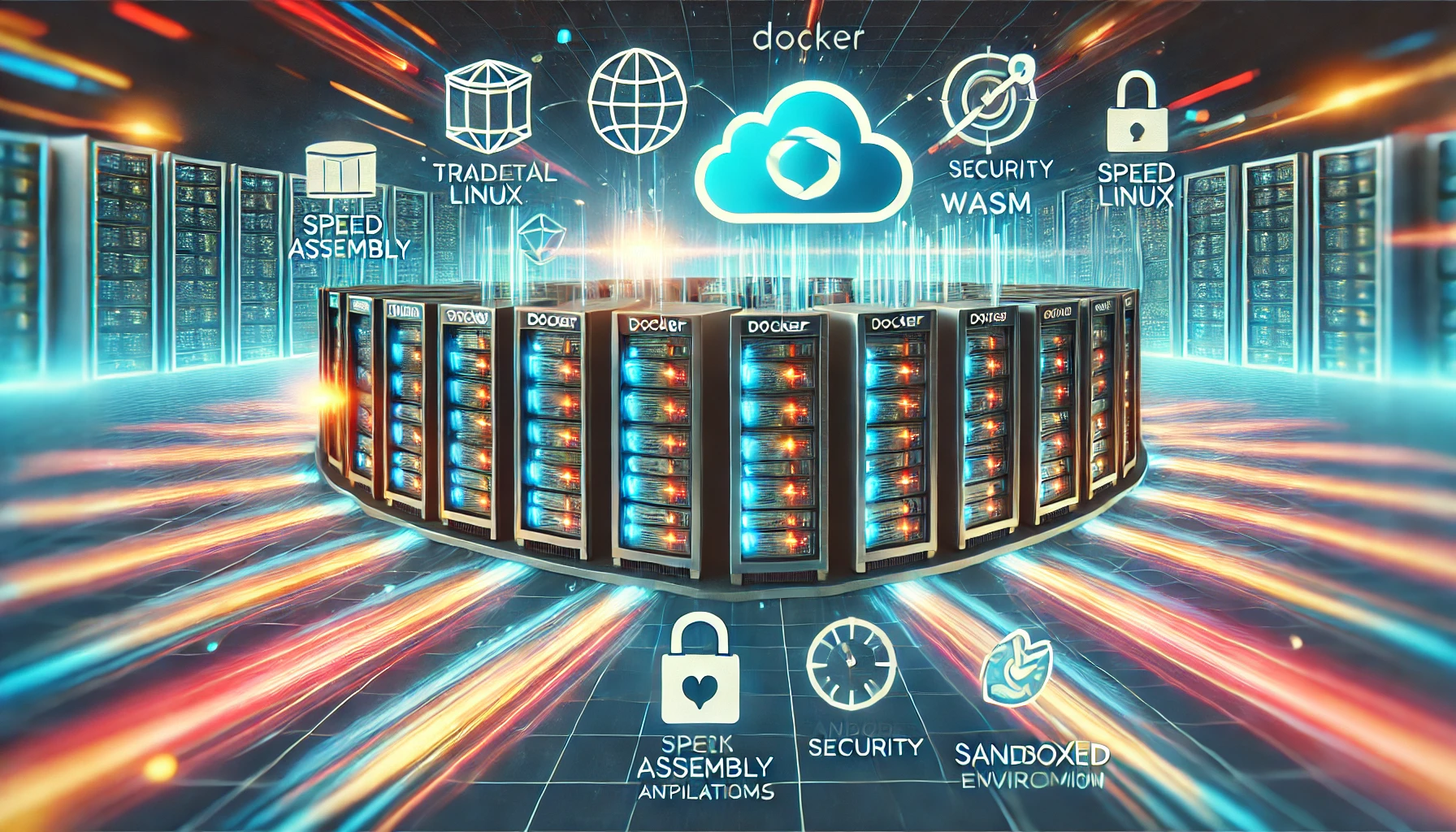 DALL·E 2025-02-07 22.42.02 - A conceptual illustration of Docker running WebAssembly (Wasm) workloads. The image should depict a modern cloud infrastructure with Docker containers.webp