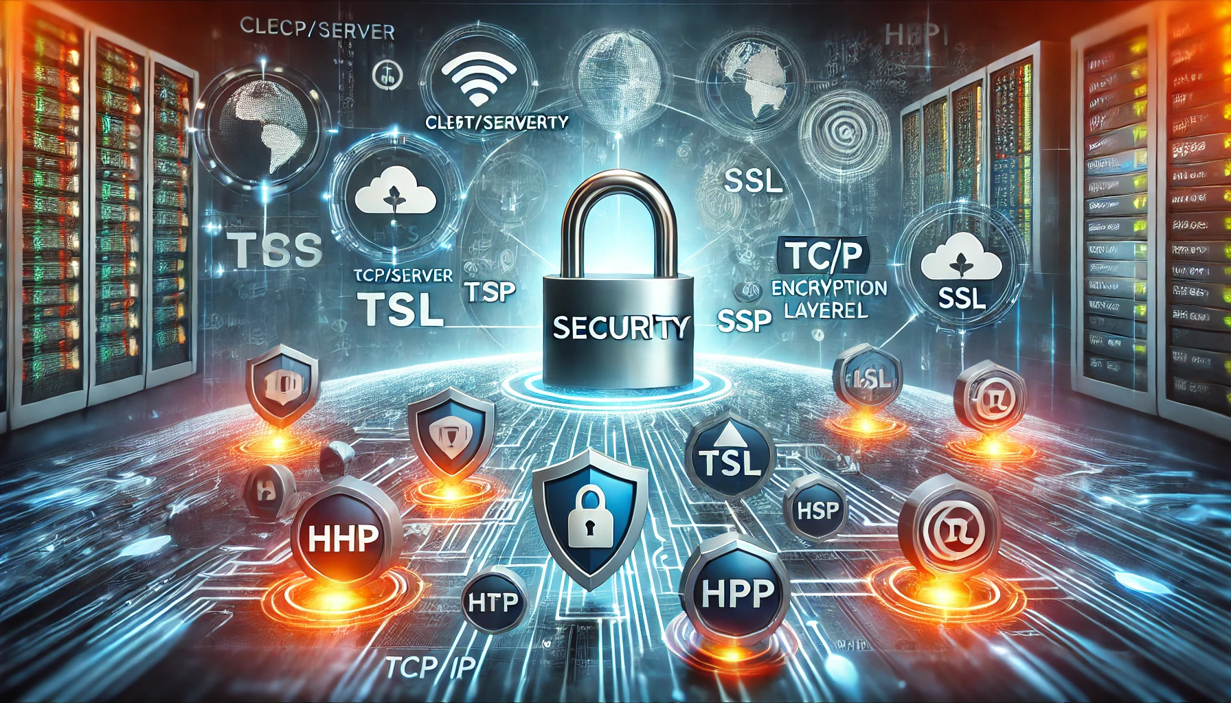 DALL·E 2025-02-15 22.24.31 - A visually engaging illustration of network security concepts, including HTTPS, TLS, SSL, and encryption. The image features a secure padlock over a d.webp