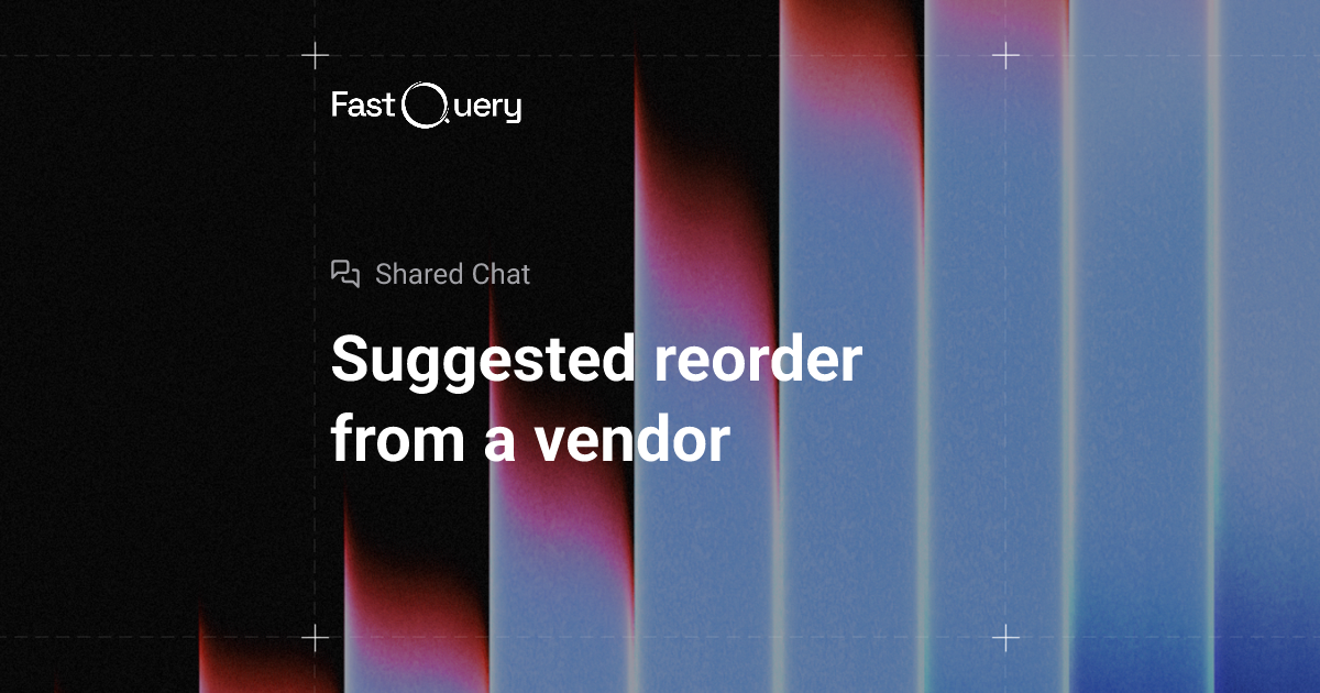 Suggested reorder from a vendor