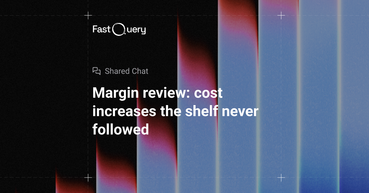 Margin review: cost increases the shelf never followed