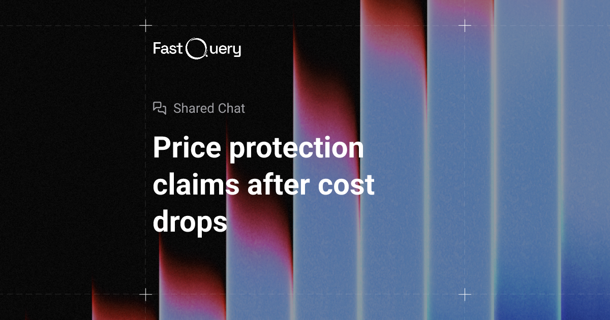Price protection claims after cost drops
