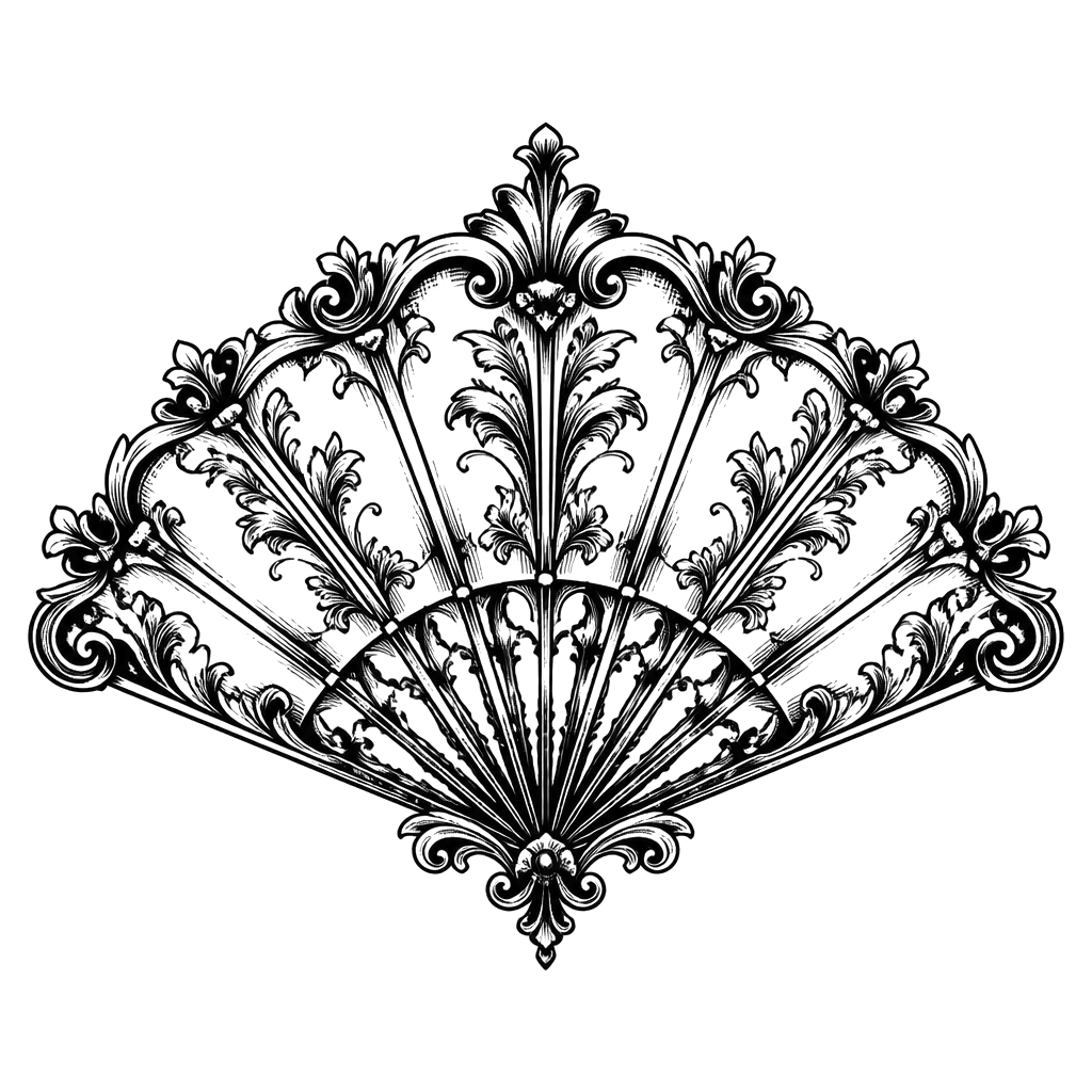 A baroque fan opening across the back of the hand