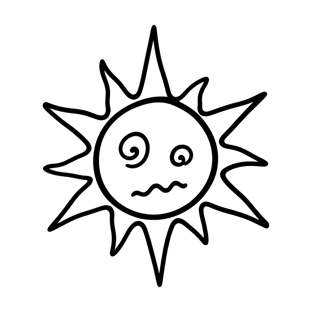 A clumsy sun with a squiggly face
