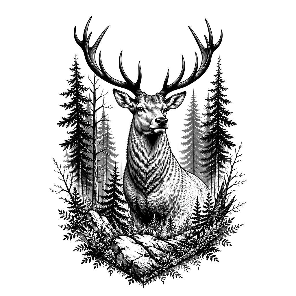 A big deer in the woods