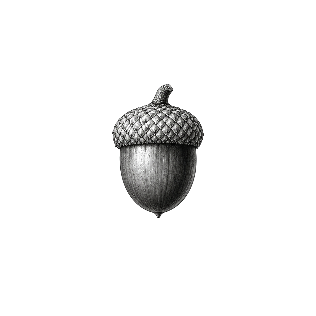 A tiny acorn with a detailed cap