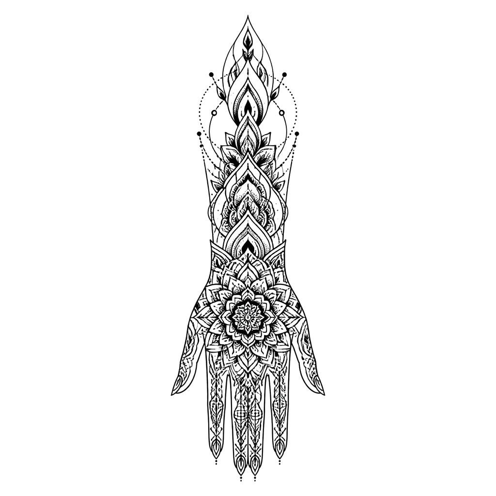 Ein Mandala für den Handrücken und dann den Unterarm hoch
