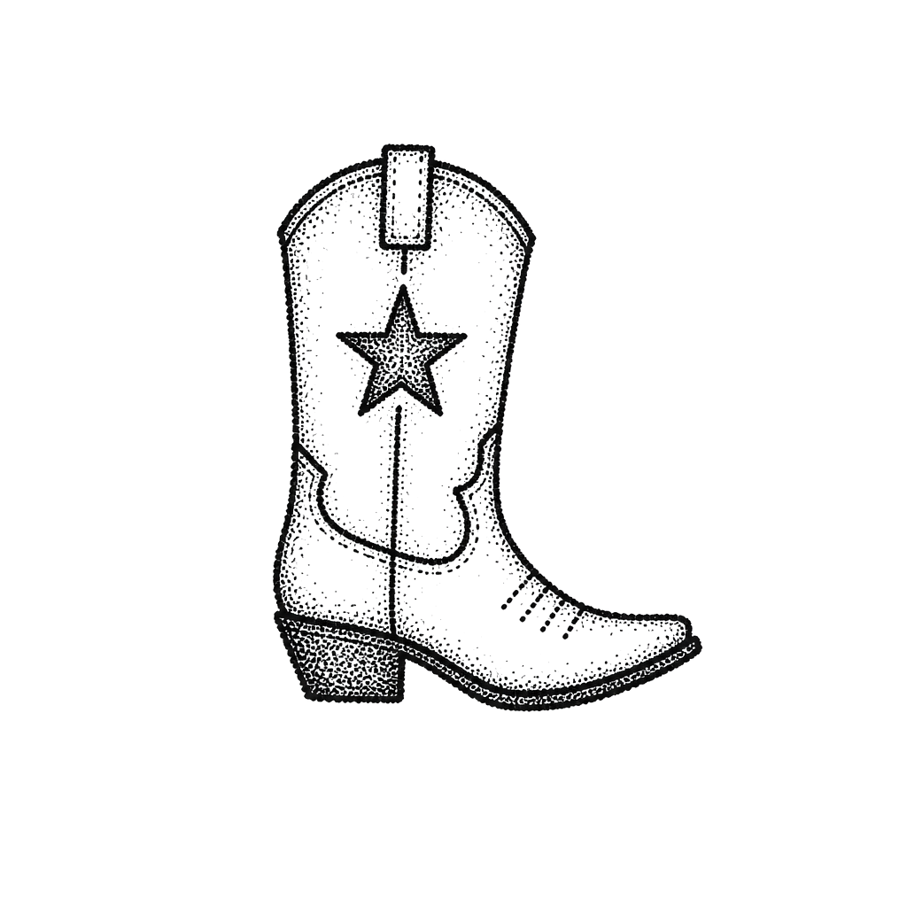 A hand-poked cowboy boot with a star