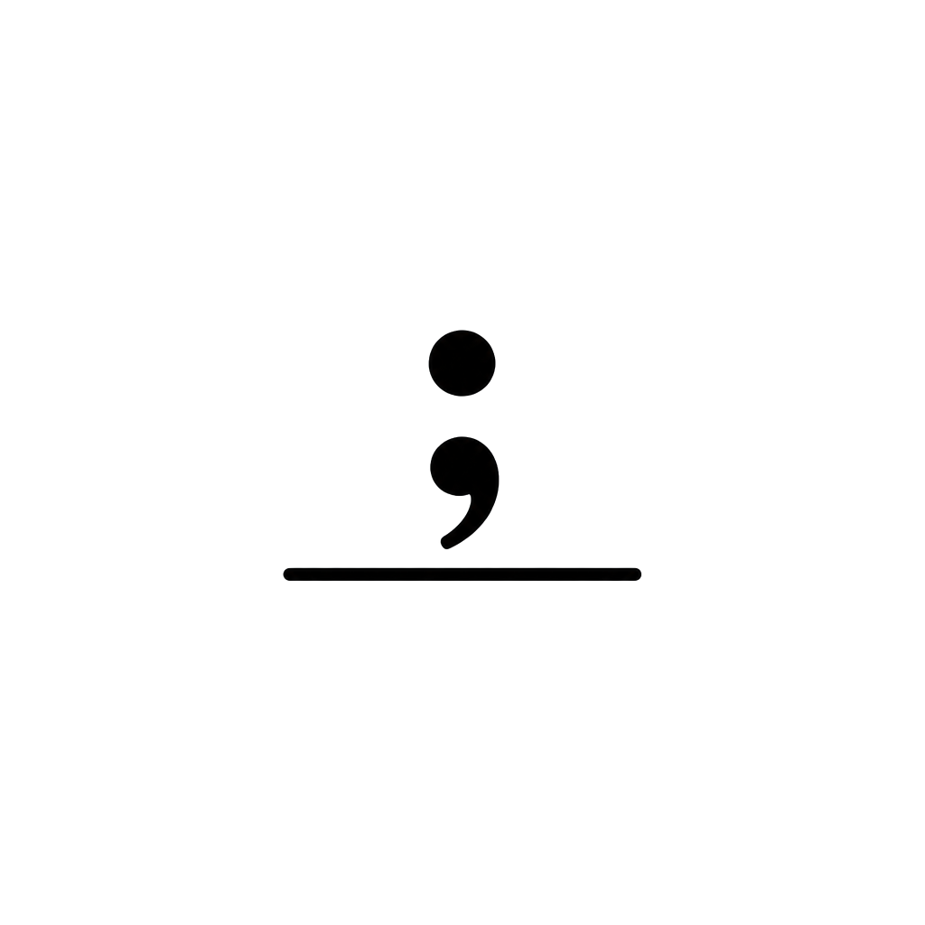 A semicolon resting on a single underline