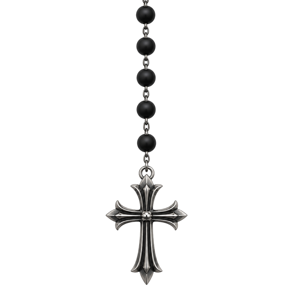 Unique cross hanging off beads