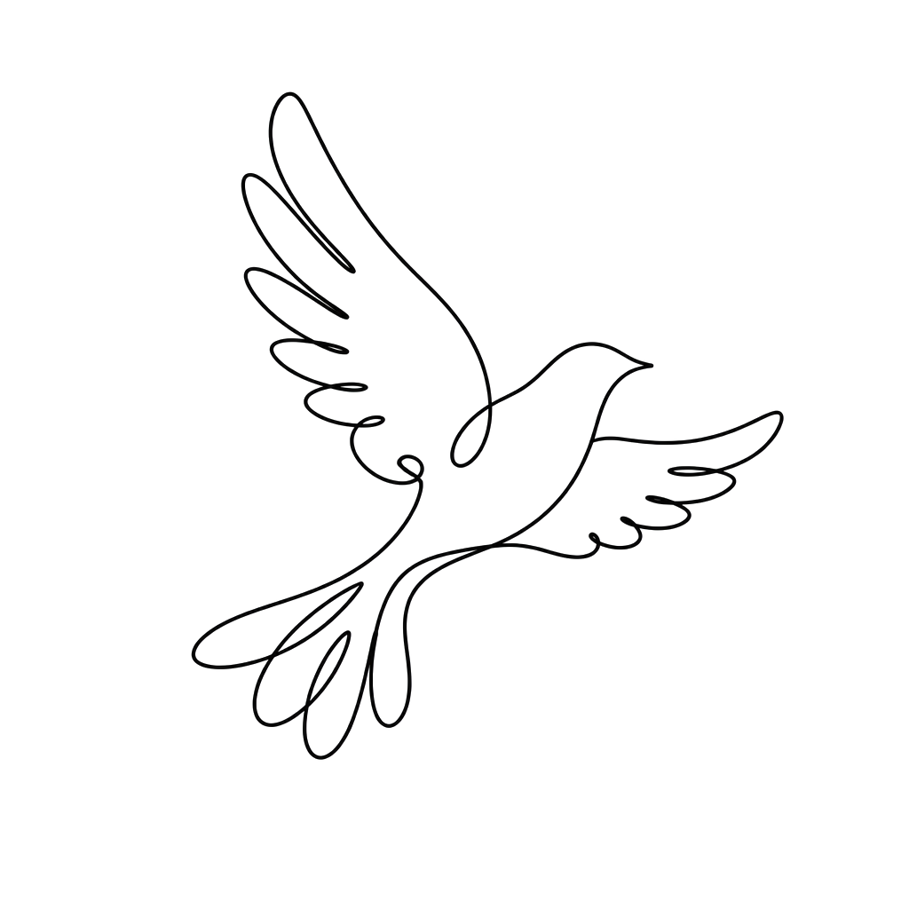 A bird in flight from one unbroken line