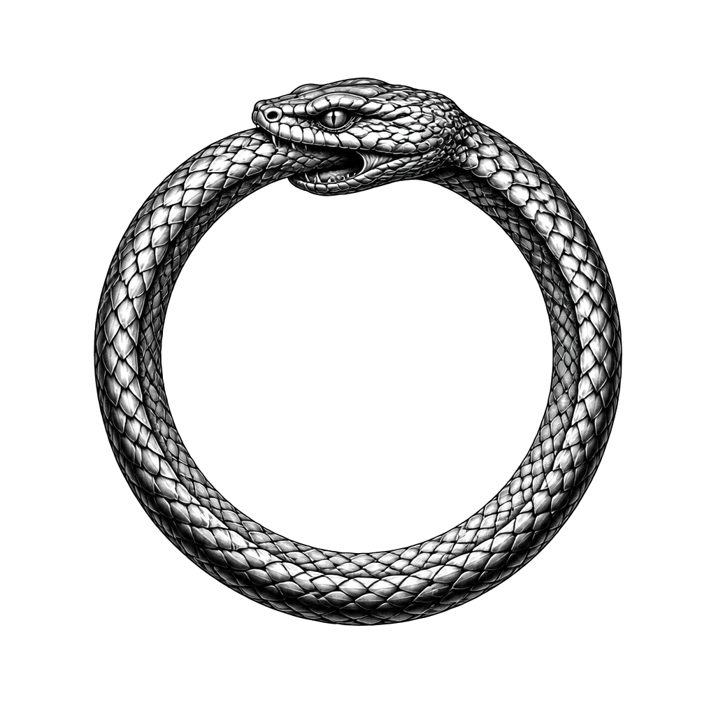 Ouroboros tattoo that would look good on the forearm of a male.