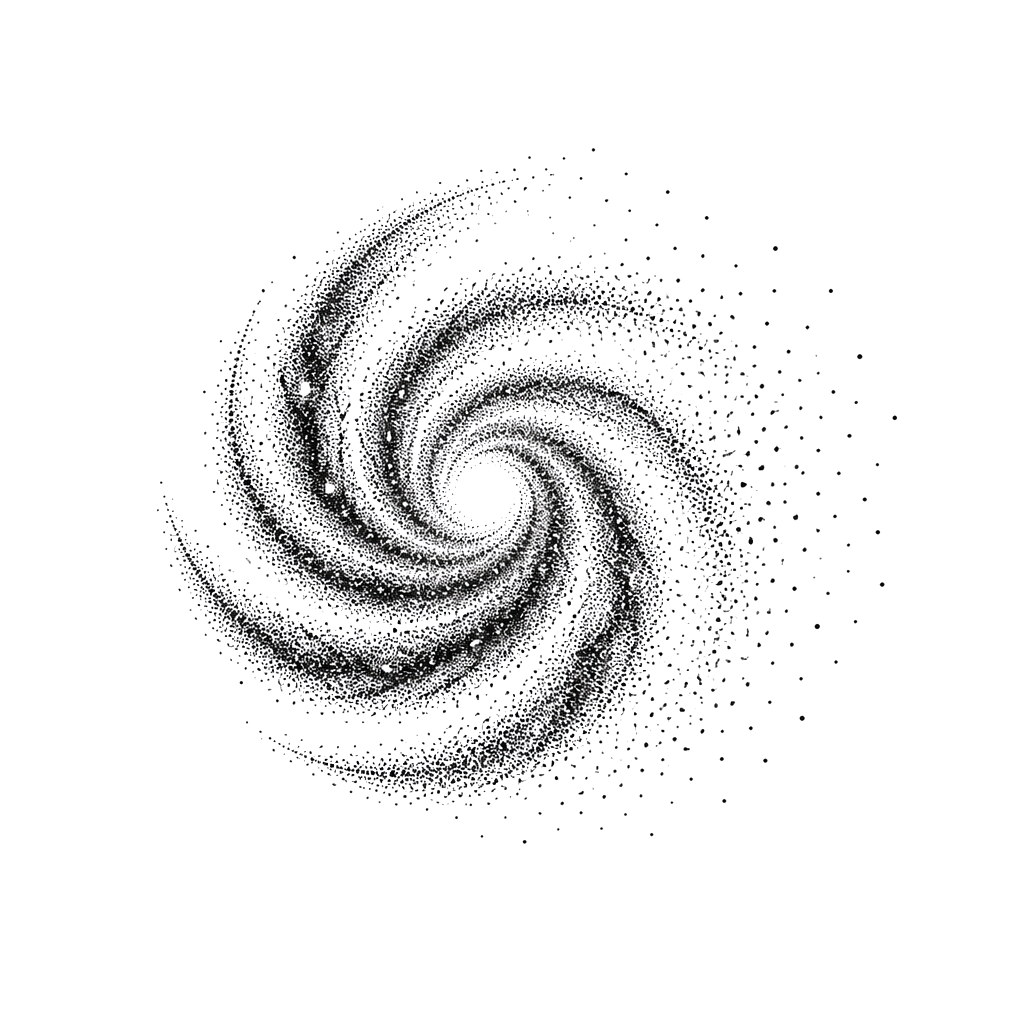 A spiral galaxy unwinding into single dots