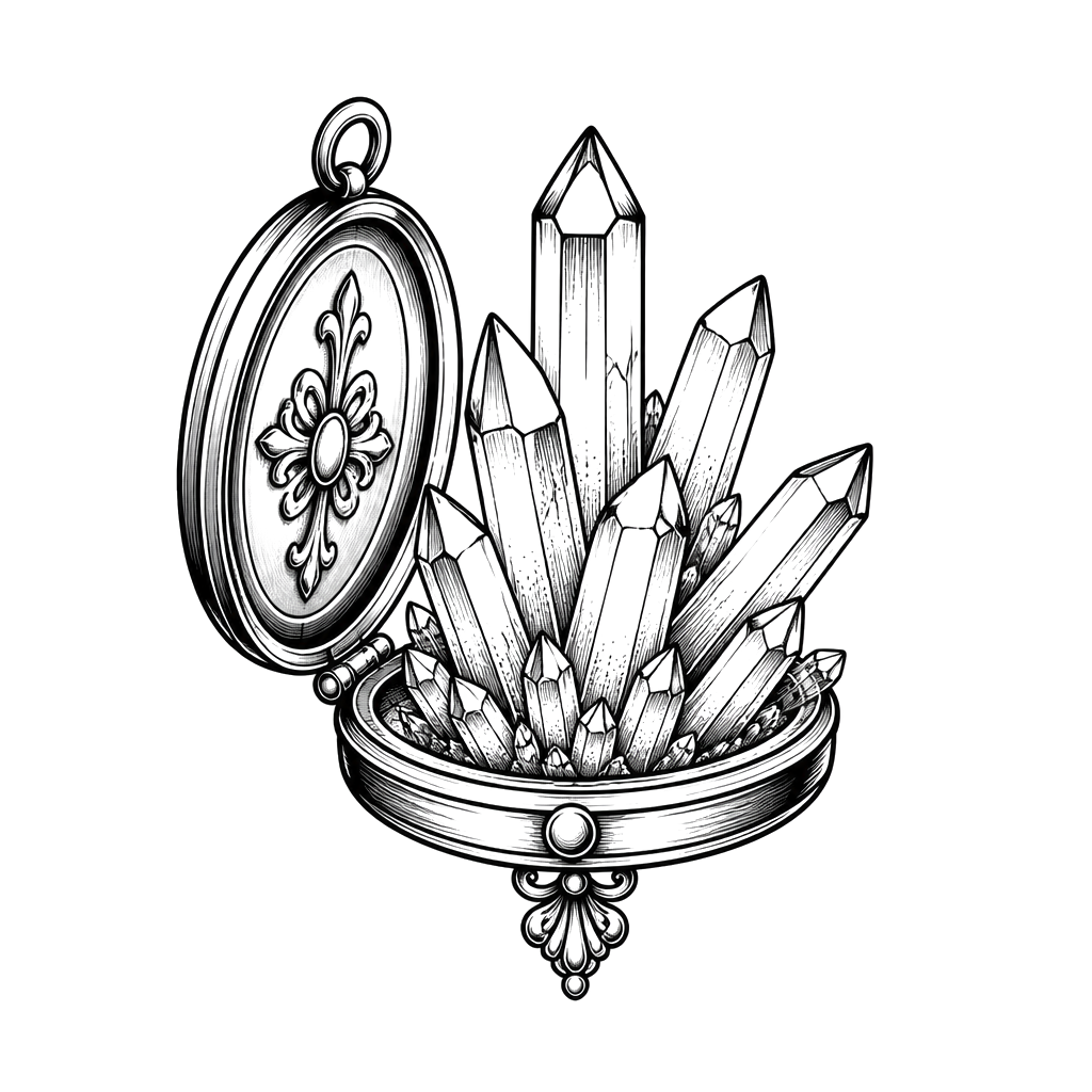 A crystal cluster growing out of an open locket