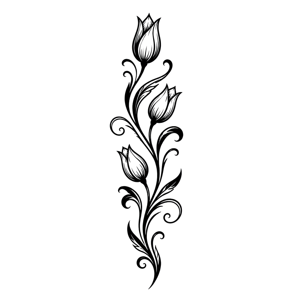 A vertical vine of ornamental tulip buds