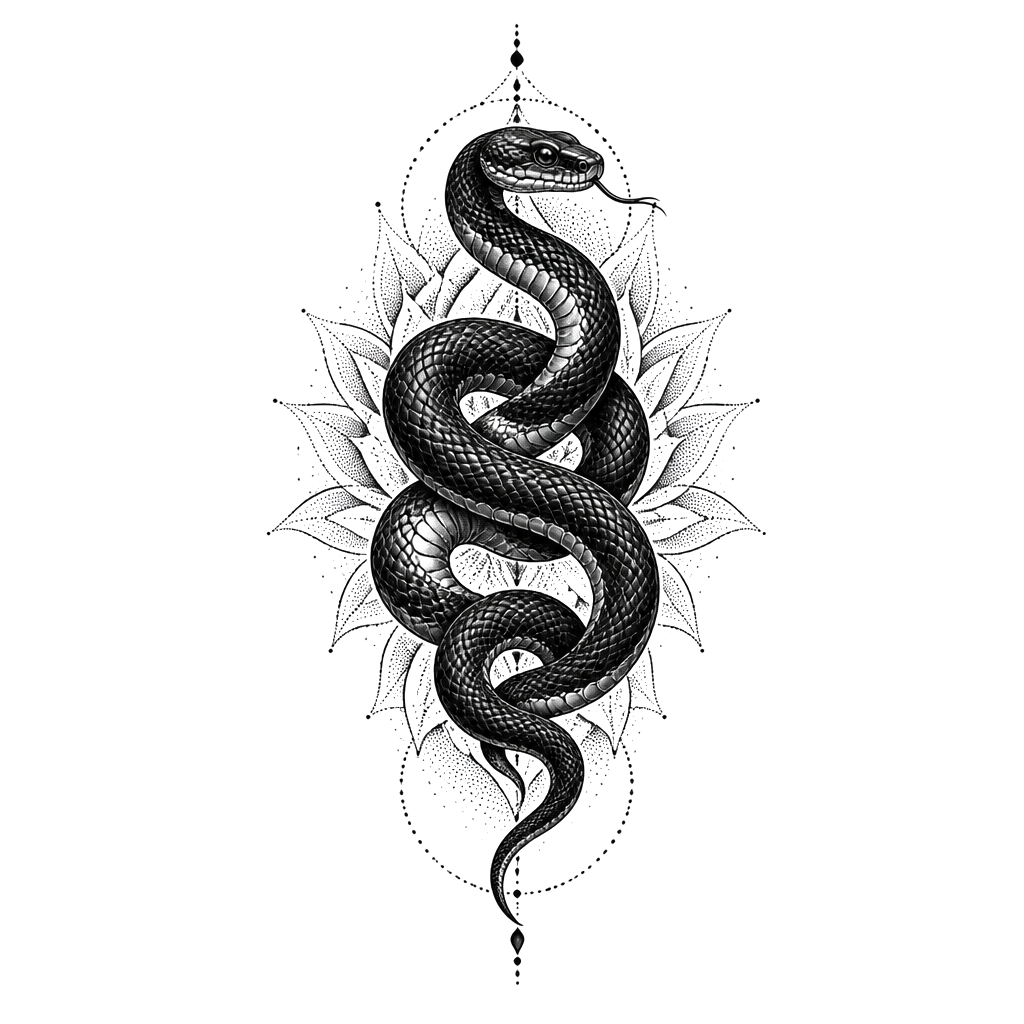 Snake cover up with dot work underneath