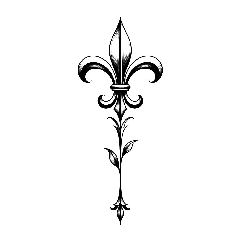 Fleur de lys avec la tige assez longue + citation en anglais