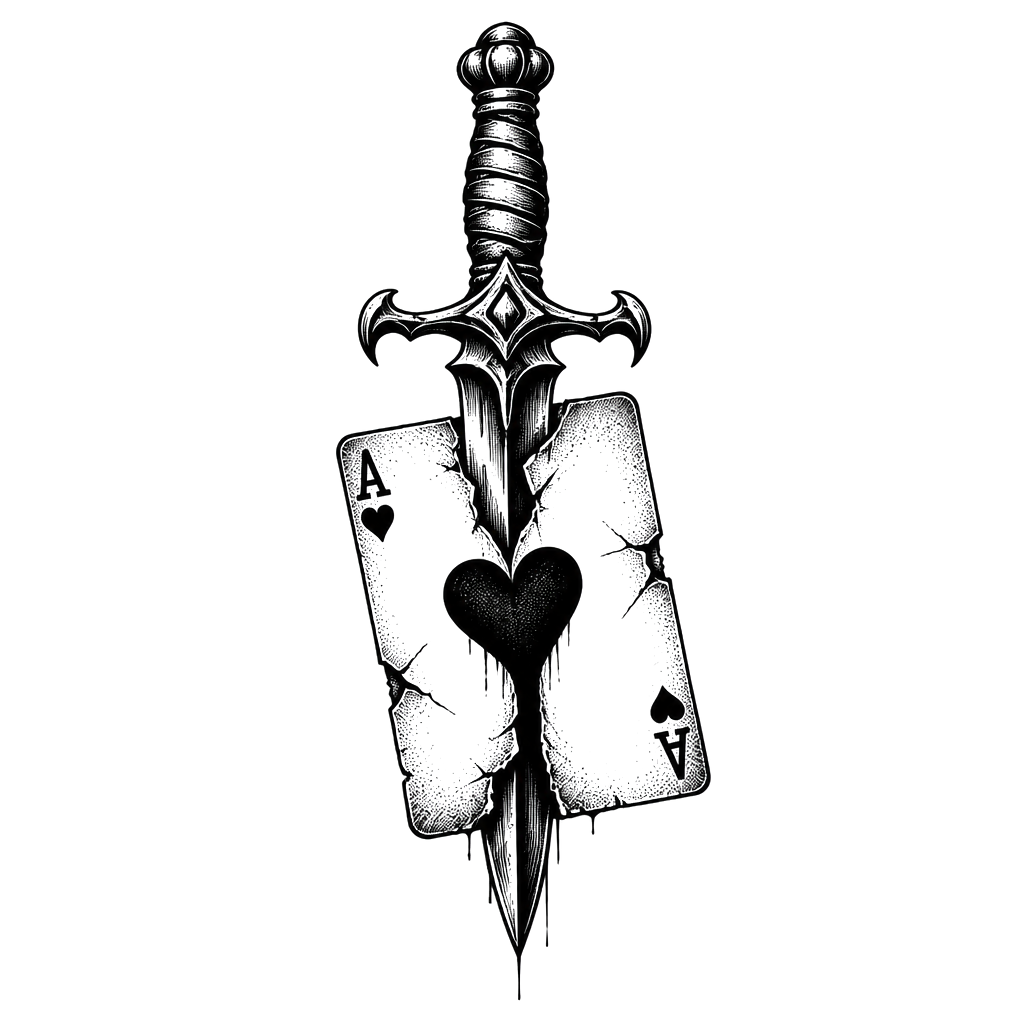 A dagger through the ace of hearts