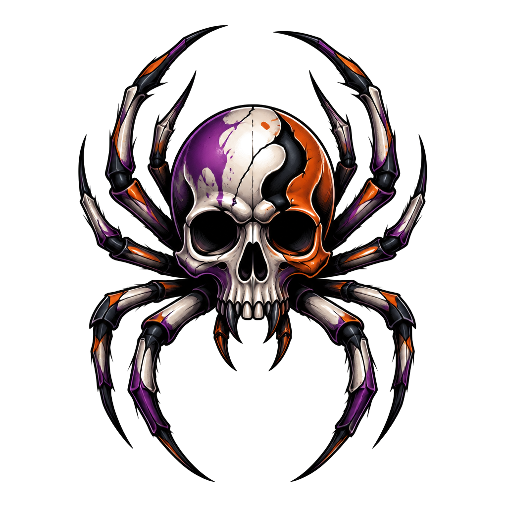 A spider with a skull for the body, on the left hand