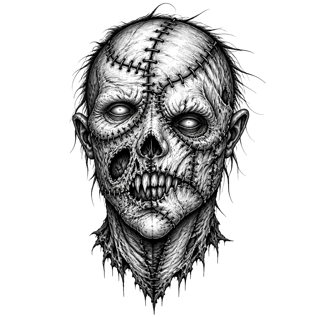 A stitched-together monster portrait