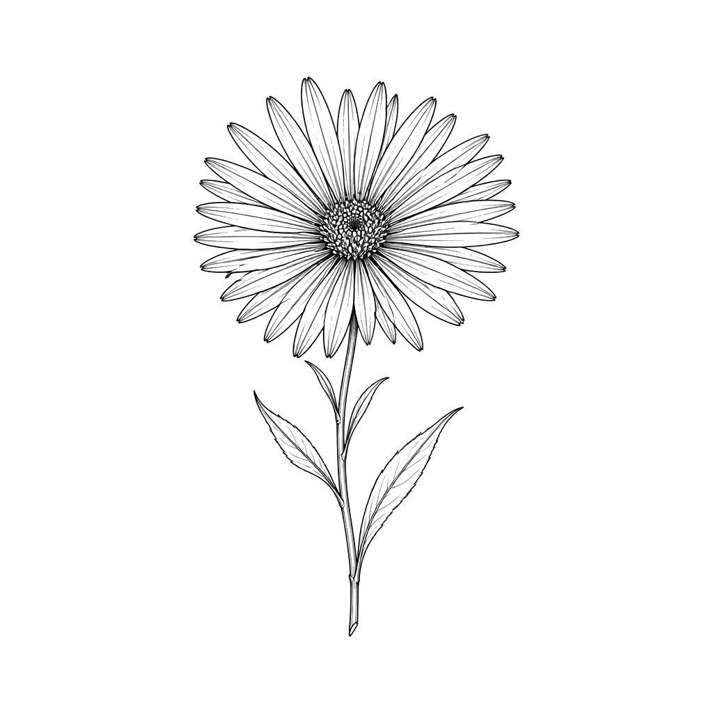 A single aster with fine radiating petals