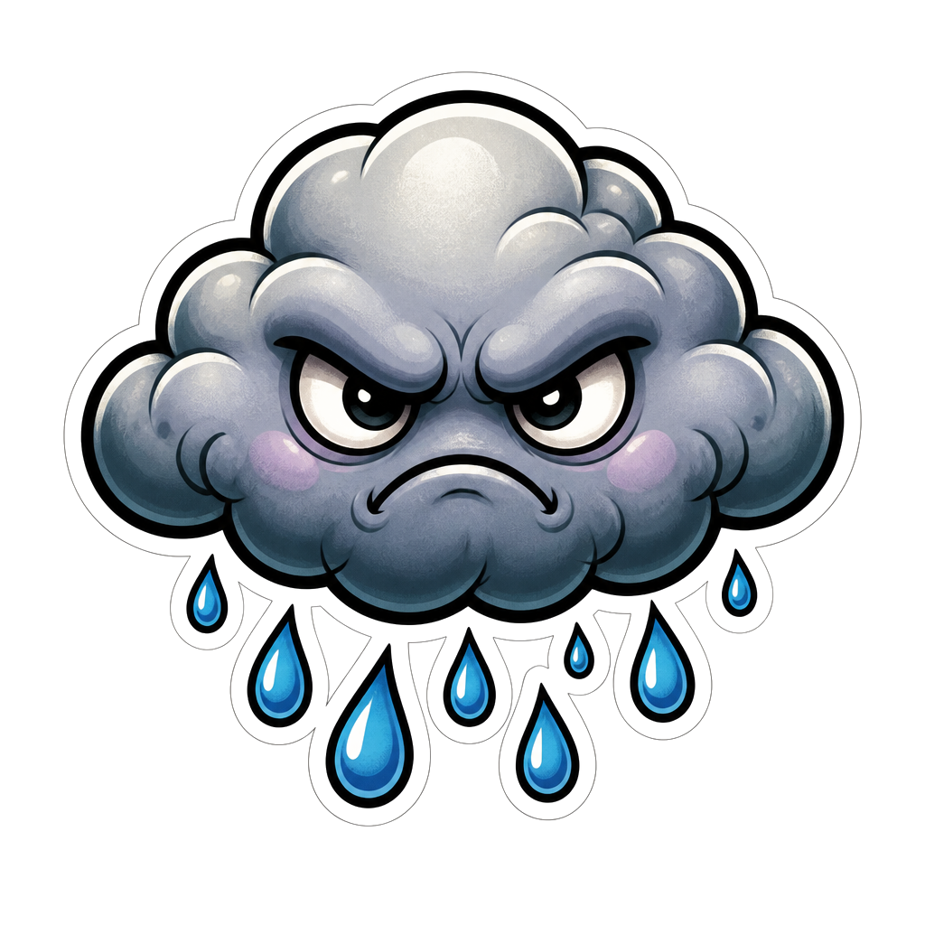 A grumpy little rain cloud