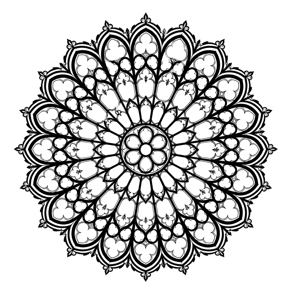 A rose window mandala of radiating tracery