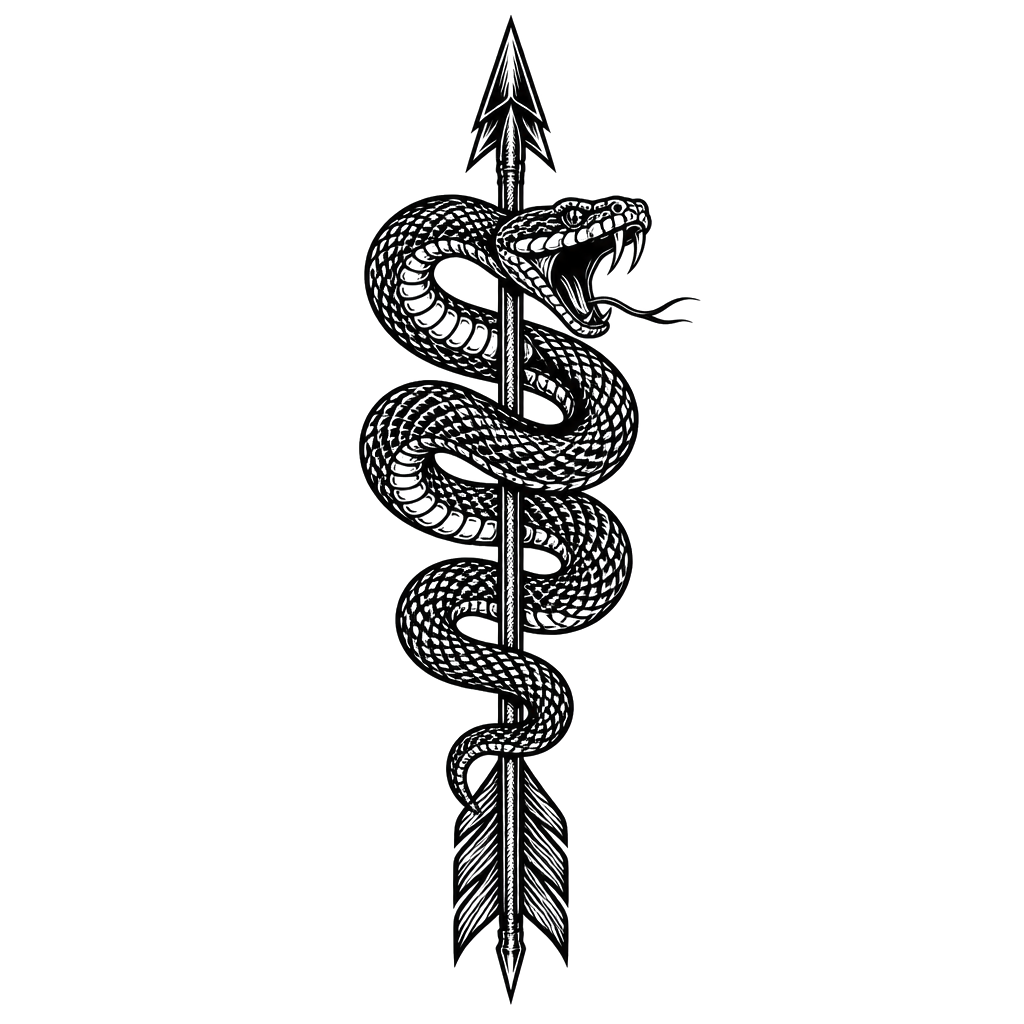 A viper wrapped around an arrow