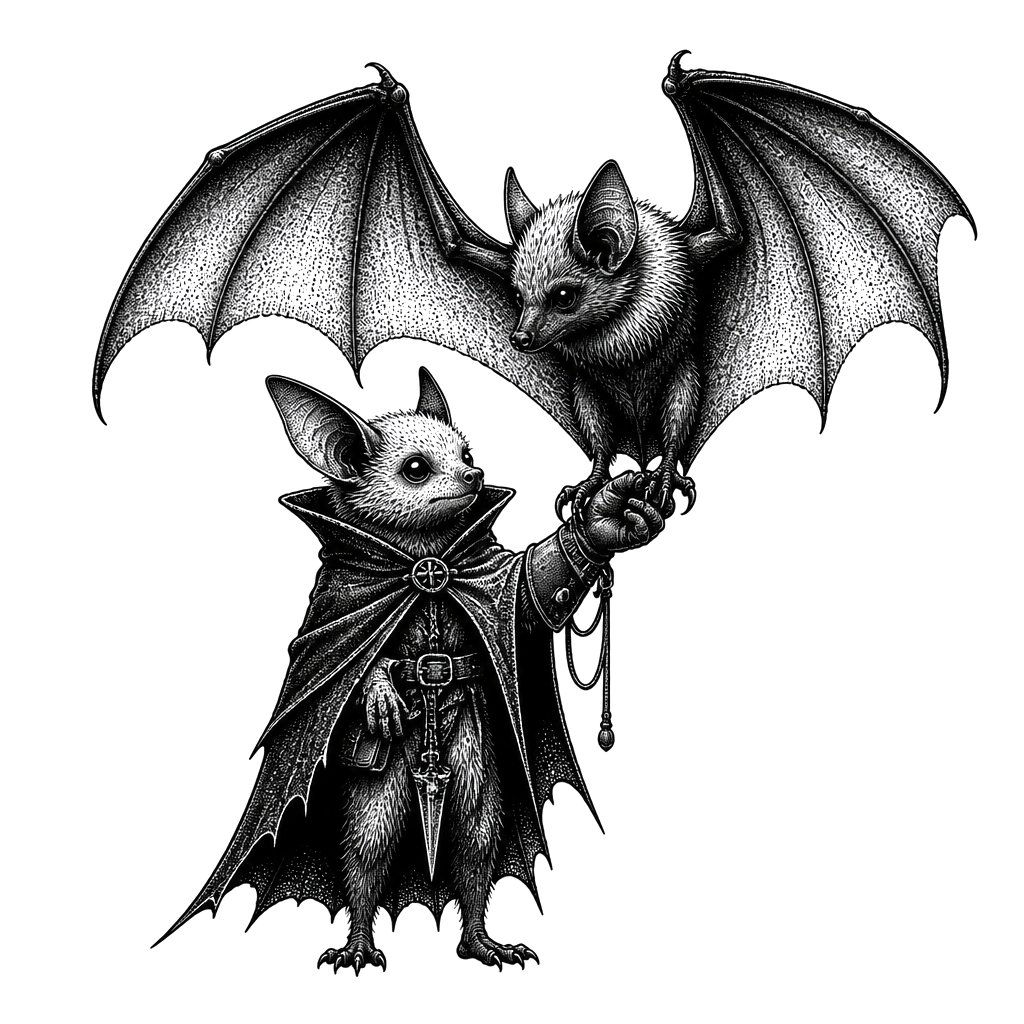 A bat with a huge bat on its hand