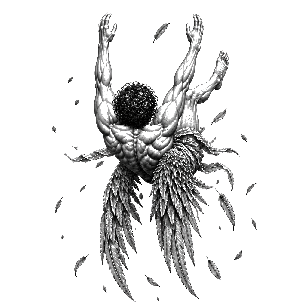 Un ange de style Icarus de la mythologie grecque qui tombe