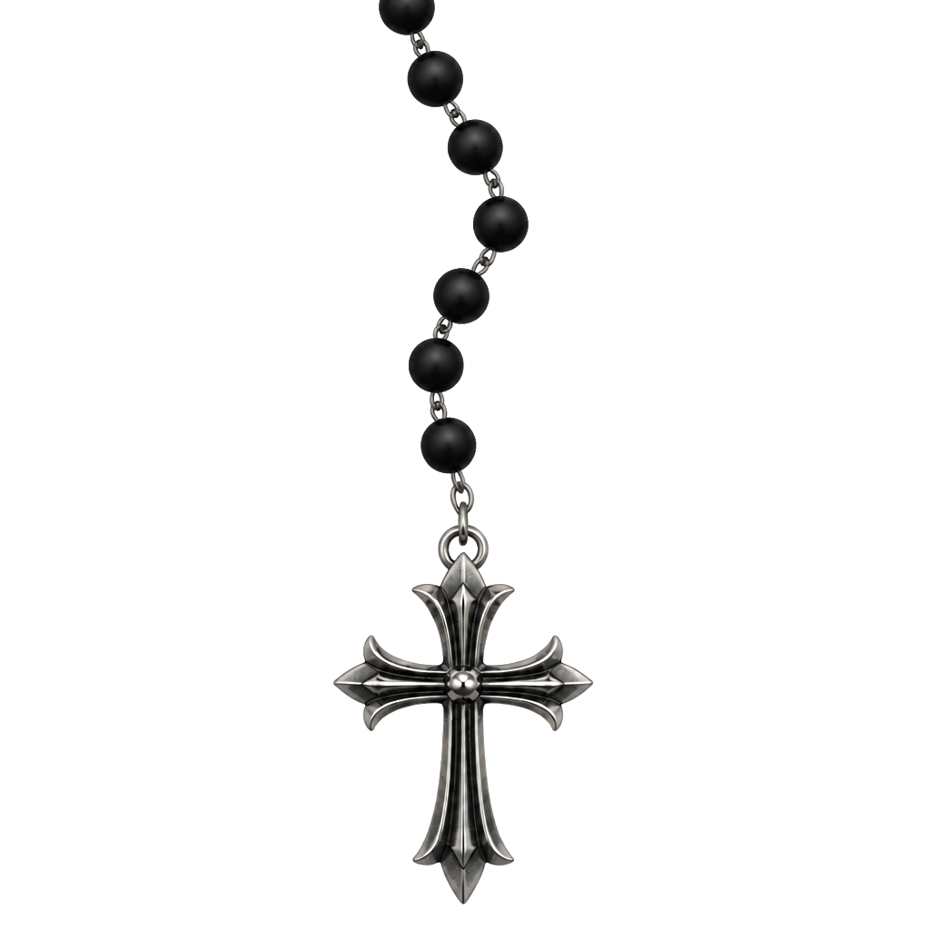 Unique cross hanging off beads