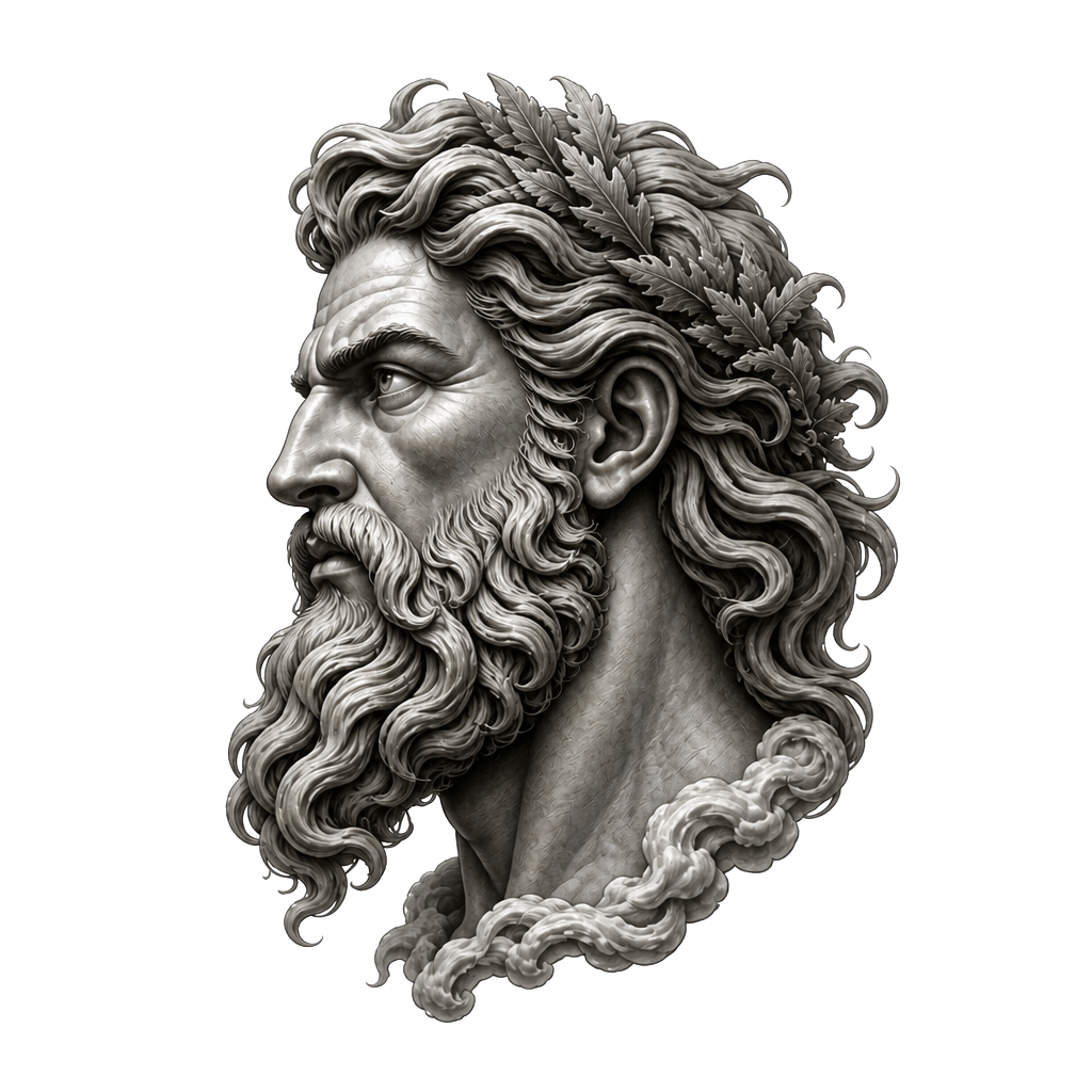 Face de Zeus sur le côté