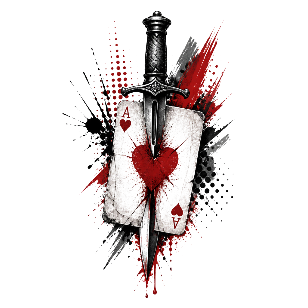 A dagger through the ace of hearts