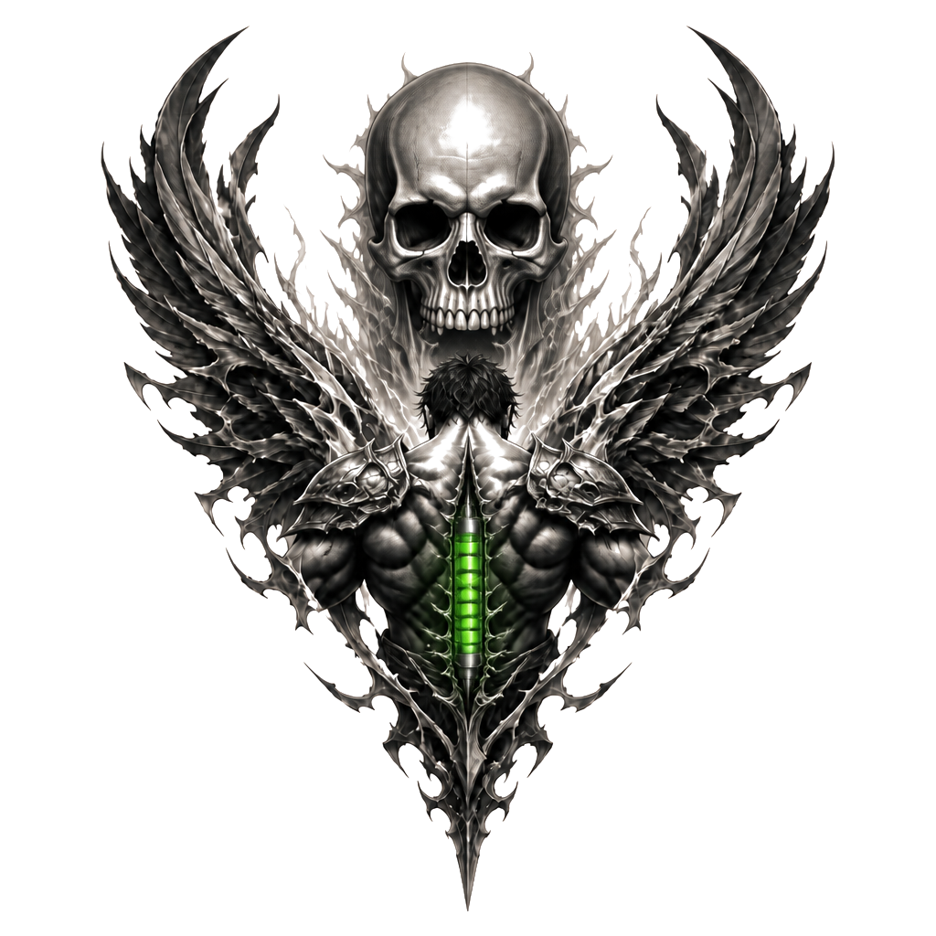 A masculine tattoo which covers upper back and inverts into spine. Tattoo needs to depict strength