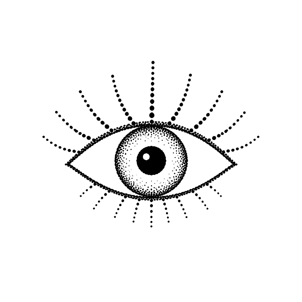 An eye with dotted lashes