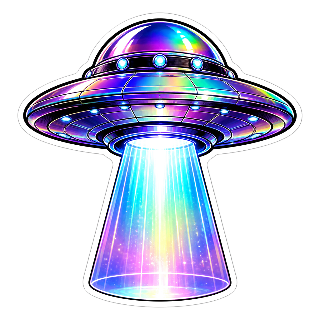 A holographic flying saucer beaming light