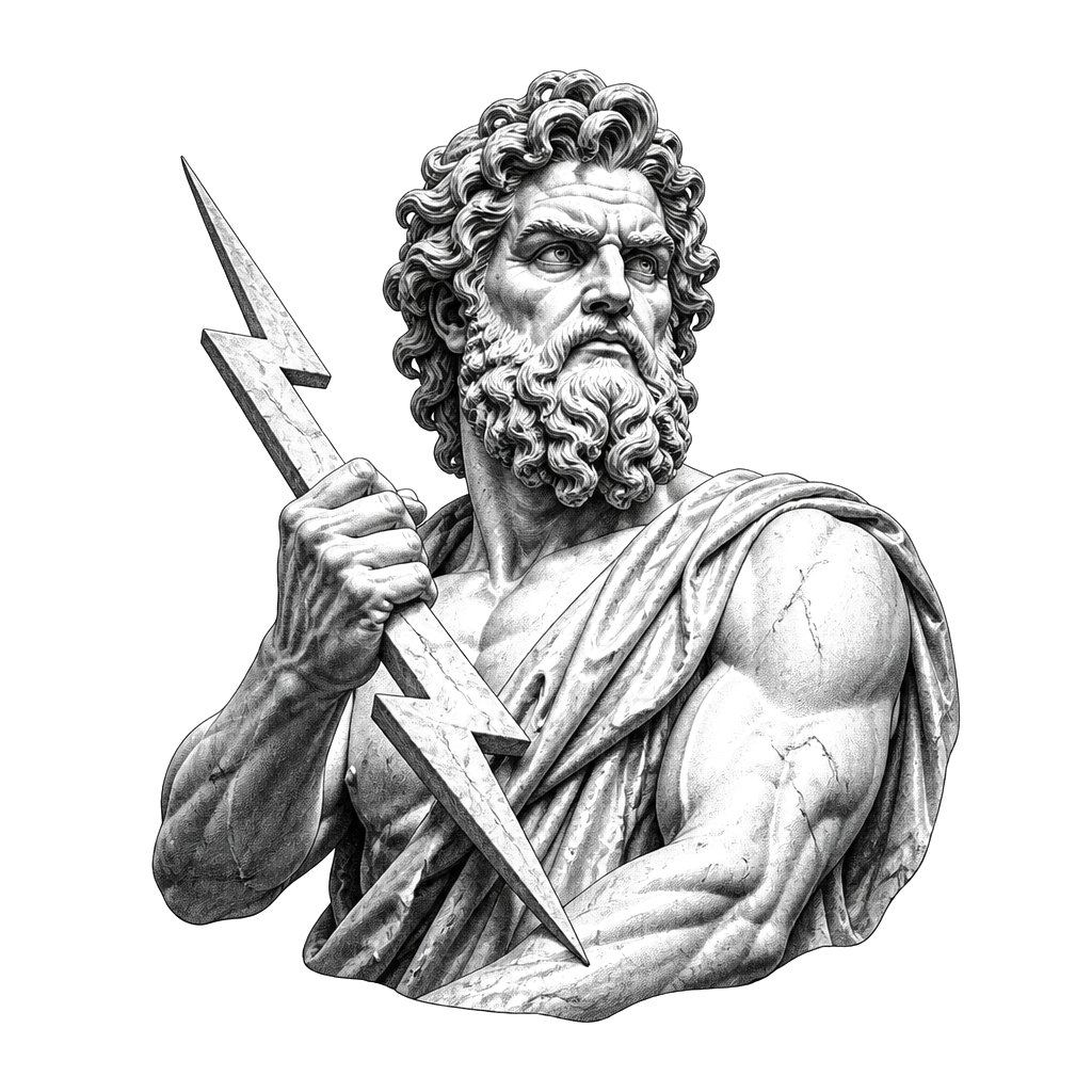 Zeus gripping a thunderbolt, carved in marble