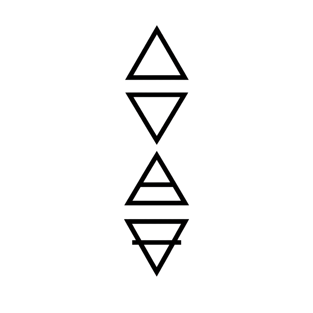The four alchemical element symbols stacked in a column