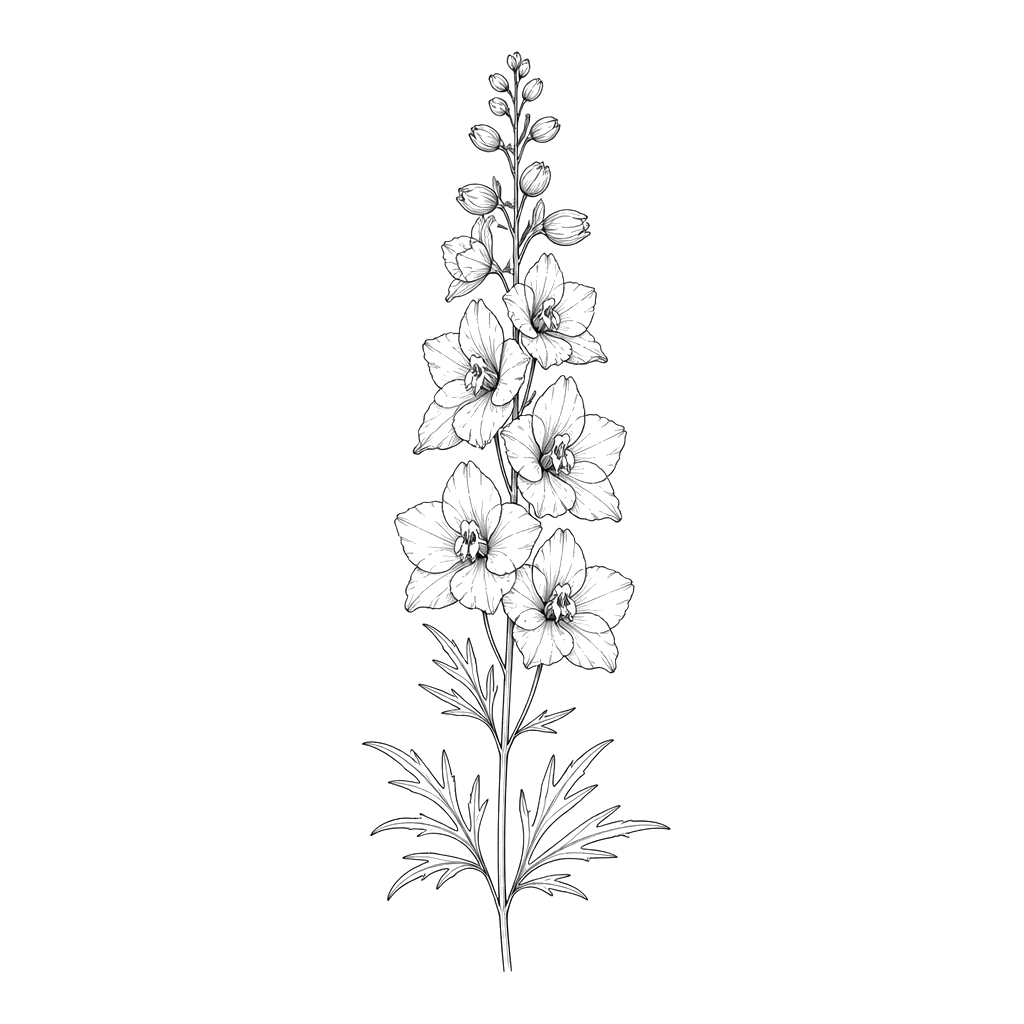 A larkspur spike with tiered blossoms