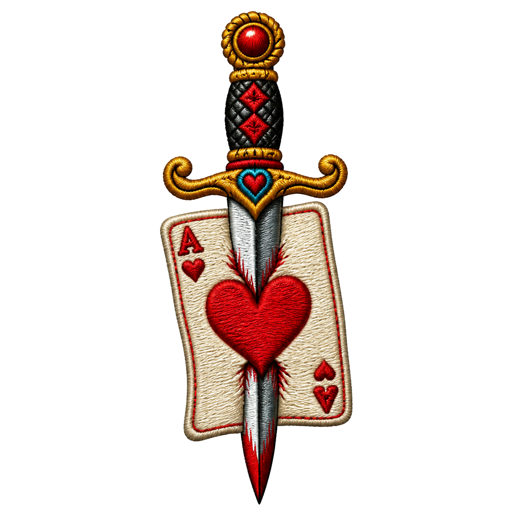 A dagger through the ace of hearts