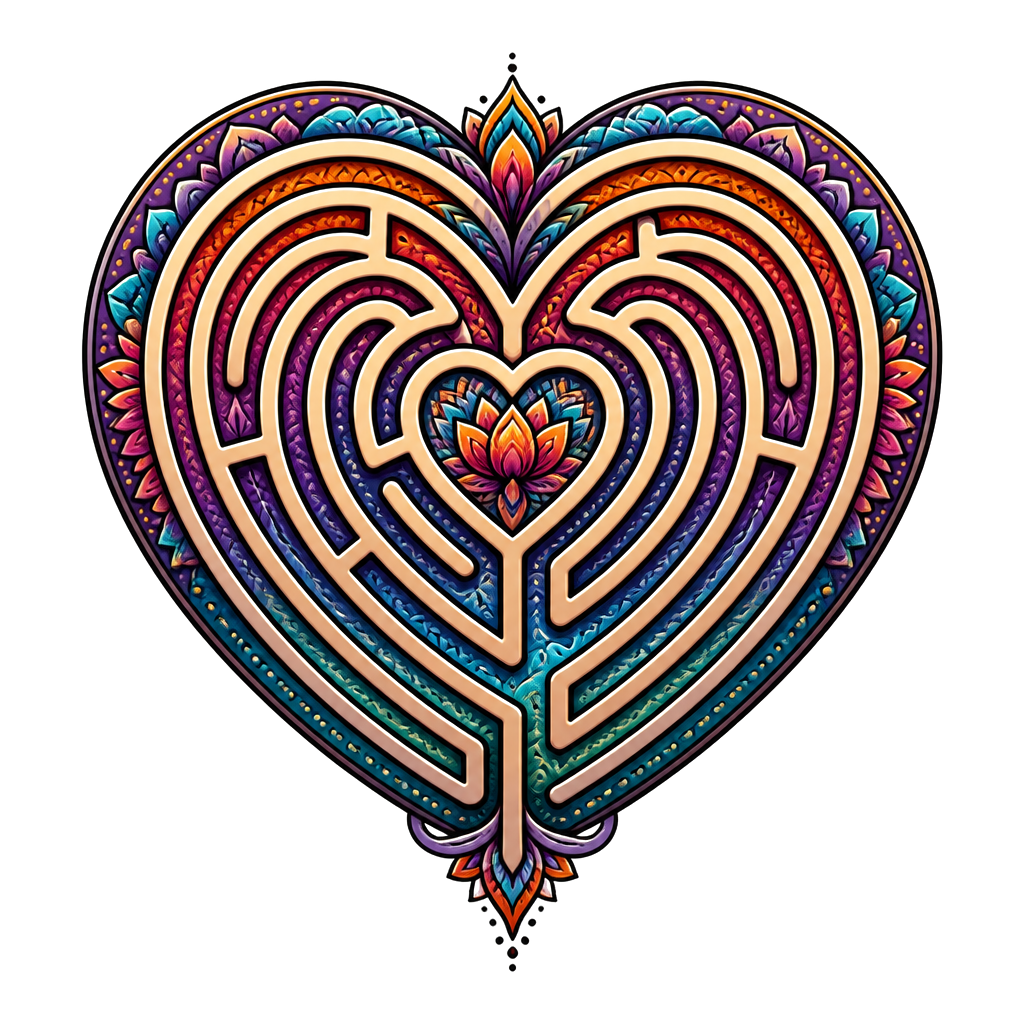 A labyrinth folded into the shape of a heart