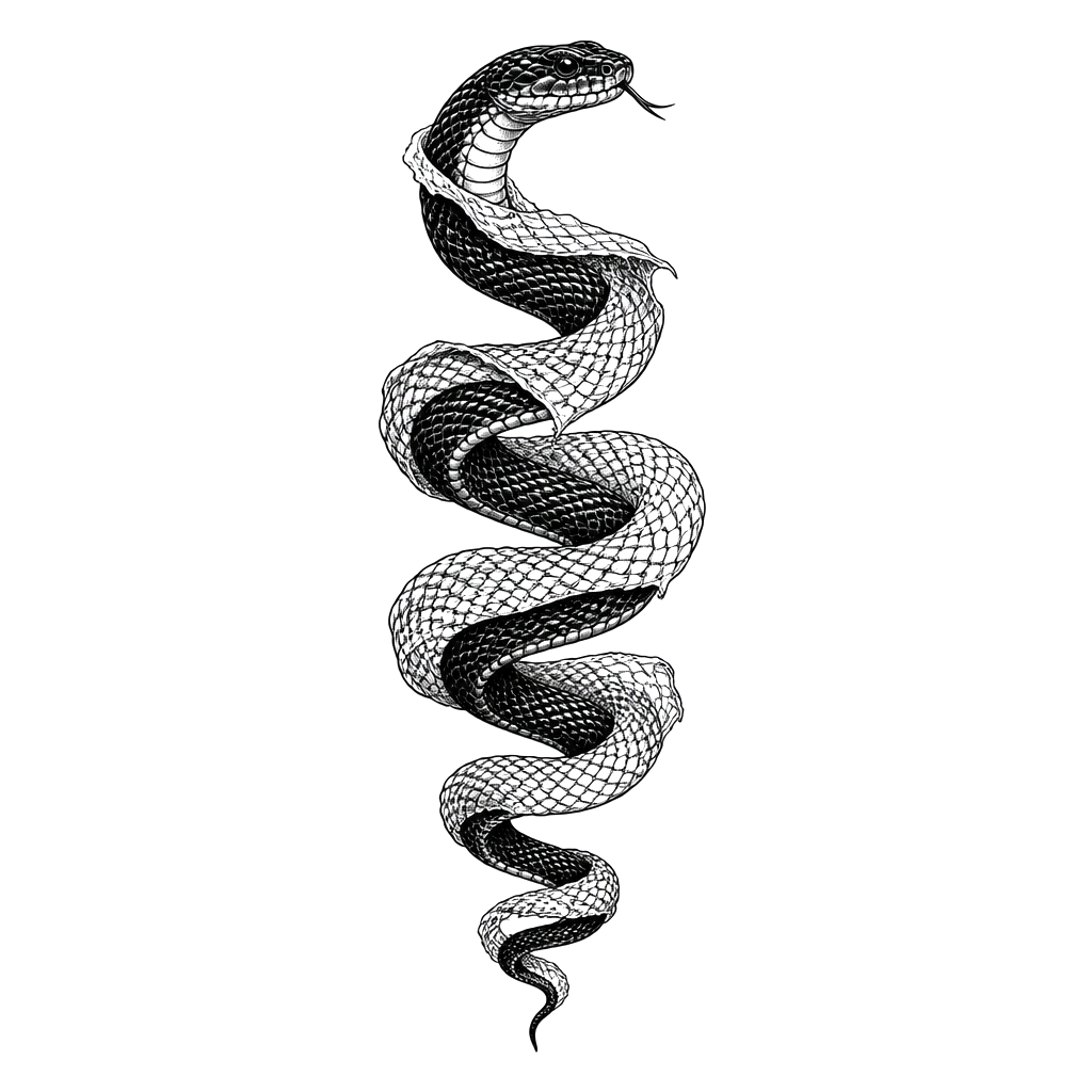 A snake shedding its skin in one long spiral
