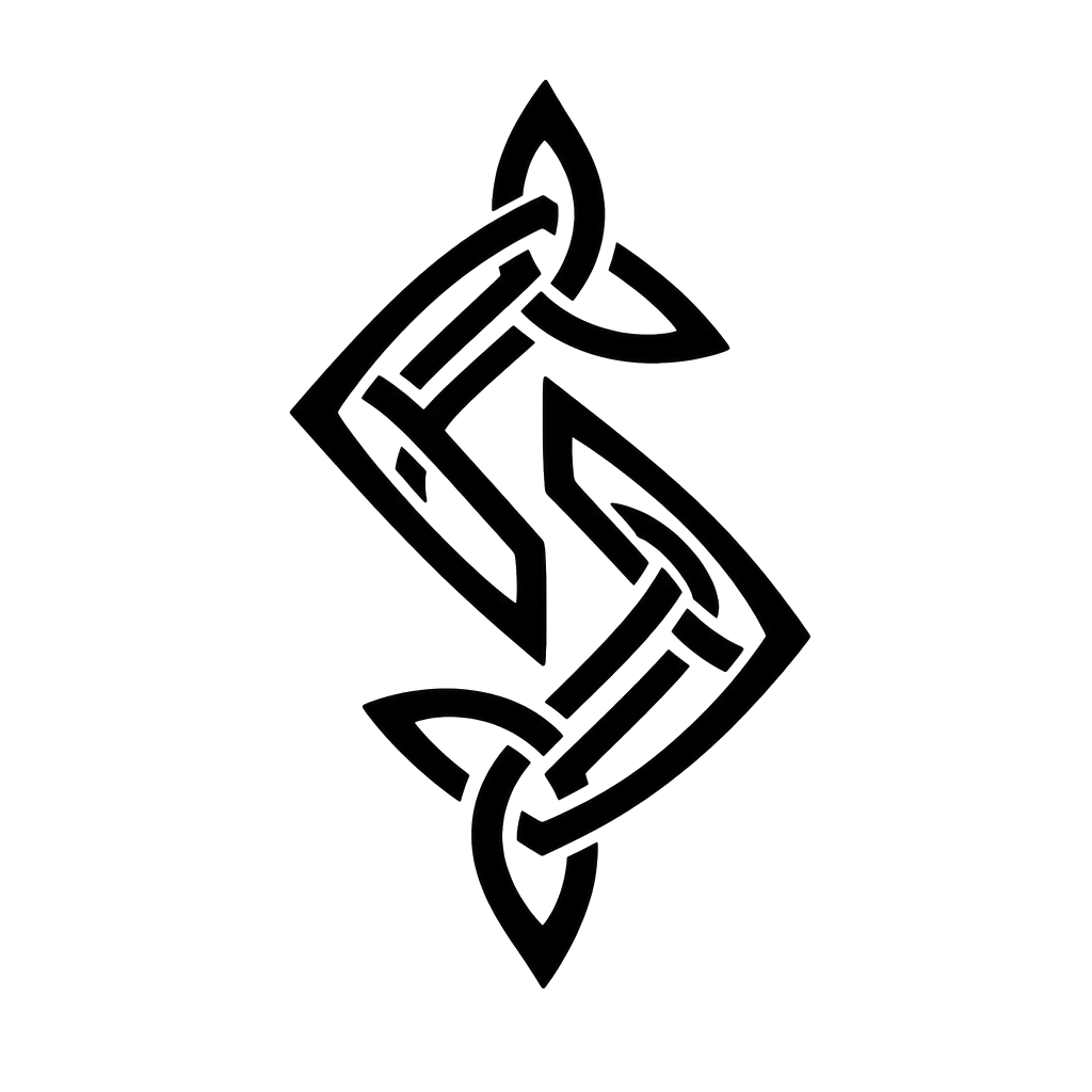 The Jera harvest rune with two interlocking knotwork halves