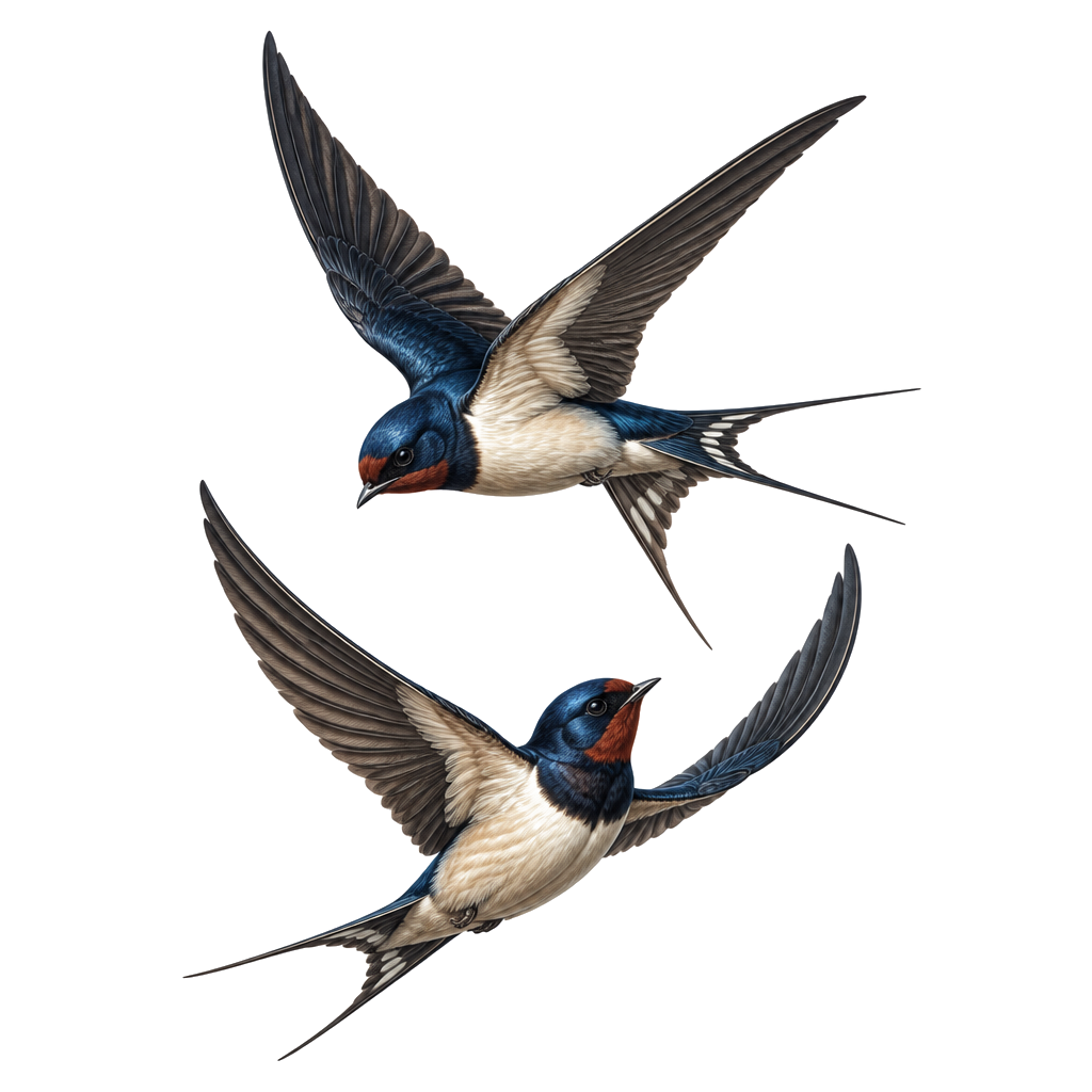 Deux hirondelles réaliste