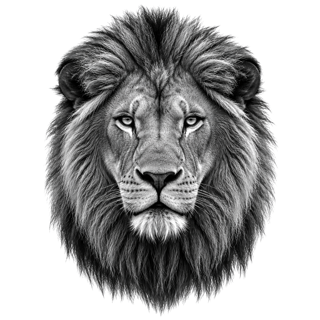 A lion's face in photorealistic detail