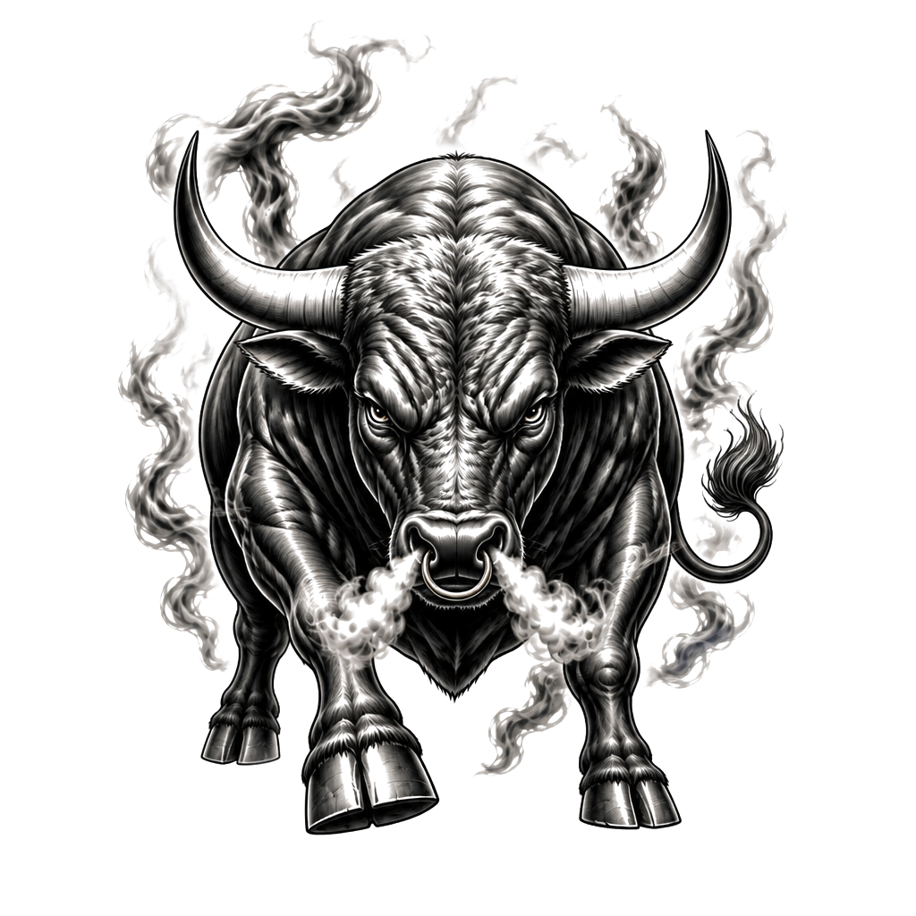 A Chicago bull but a Taurus bull says Taurus  in the smoke with 2002 under the bull