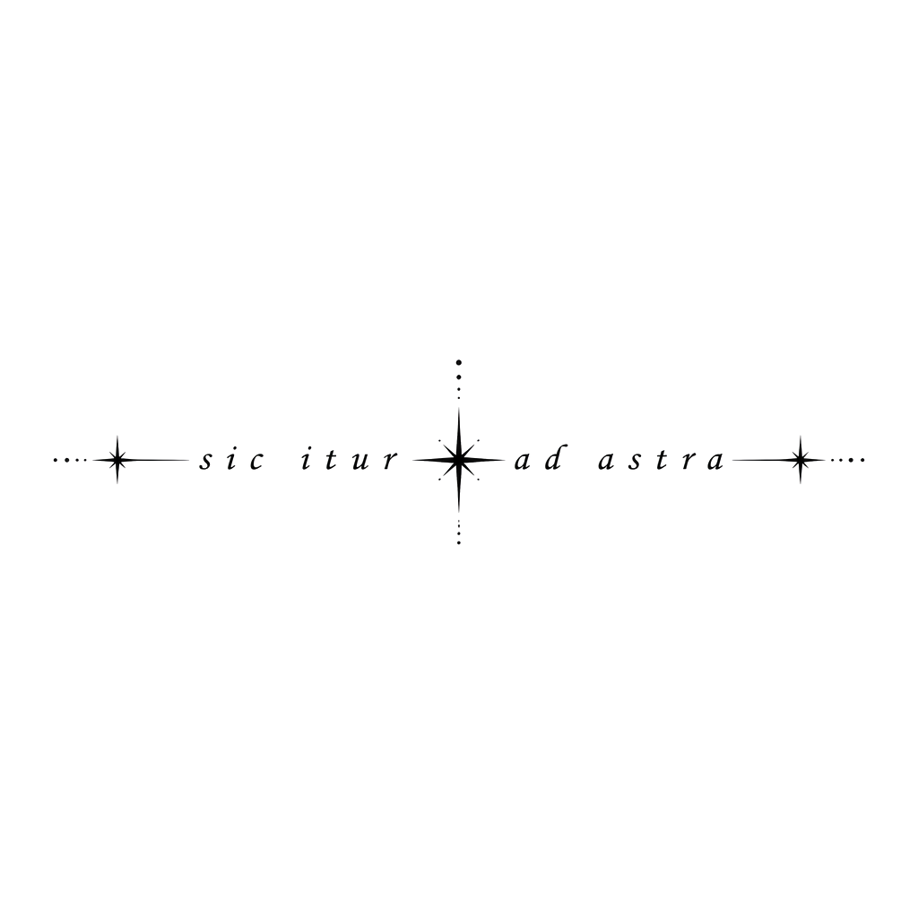 The words "sic itur ad astra" along a thin line